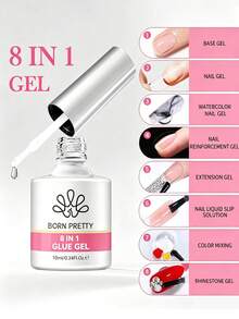 BORN PRETTY 10ml 8 In 1 Nail Gel Polish Base Gel&Watercolor Nail Extension Strengthener& Rhinestone Multifunctional Gel - 10ml - View 1