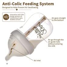 1 Pc New Anti Colic System 160ml/240ml Wide Neck Silicone Nipple Glass Baby Bottle For Newborn Breastfeeding Babies Infant Gift Set - Lilac 240ML 6month+ - View 5
