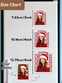 Custom Photo Christmas Refrigerator Magnet, Personalized Merry Christmas Picture Fridge Magnet, Customized Family Photo Magnet Xmas Home Decoration Holiday,Locker, Whiteboard, Kitchen Decor, Home Decoration, Party Favor, Unique Personalized Keepsake - Multicolor - View 2