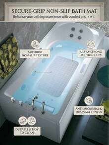 Non-Slip Bathtub Mat With Suction Cups, TPE Bathroom Shower Mat, Machine Washable Bath Mat With Drainage Holes, Suitable For Children And Elderly, Quick Dry, Multiple Colors - 27.56 * 13.78 Inches - View 3