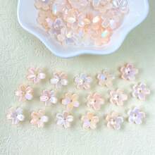 60pcs Multicolor Pearl Luster Cherry Blossom Acrylic Center Hole Loose Beads For DIY Bracelets, Phone Charms, Keychains Handmade Craft Supplies - Multicolor - View 6