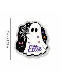 Custom Name Halloween Ghost Refrigerator Magnet, Personalized Fridge Magnet, Spooky Ghost Decor With Pumpkin, Candy And Black Cat Artwork, Refrigerator Decor For Halloween Parties, Home Decor, Halloween Gift For Kids, Friends And Ghost Lovers. - Multicolor - View 13