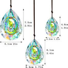 3PCS AB Teardrop Suncatcher Hanging Ornaments, Faceted Rainbow Prism Pendants For Window, Home, Car & Garden Decor - 3pcs Longan - View 2