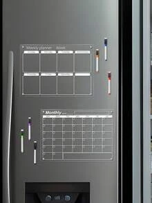 1pc Transparent Acrylic Magnetic Message Board, Weekly Planner/To-Do List Erasable Magnetic Fridge Magnet, Suitable For Home And Office Users (Includes 1 Whiteboard Marker) - Clipboard - View 6