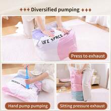 Heavy-Duty Thickened Vacuum Storage Bags, No Pump Required, Reusable Space-Saving Compression Bags, Suitable For Clothes, Bedding, Blankets, Down Jackets, Home Storage And Travel, Roll-Up Vacuum Compression Bags, Quick Compression, Convenient For Moving And Seasonal Storage - Multicolor - View 3