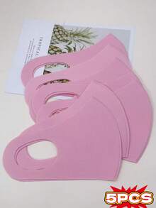 5pcs Ice Silk 3D Face Masks, Reusable And Washable, High Elasticity Breathable Polyester Fiber - Regular Model - View 3