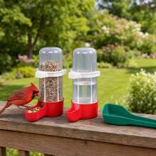 3pcs Bird Feeding & Watering Set (2 Feeders + 1 Feeding Scoop) Automatic Pet Parrot Feeder & Water Dispenser Combo - one-size - View 5