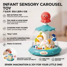 1Pc Baby Toy Press And Spin Fun,3 In 1 Press And Rotate Toy,Baby Activity Ring Toss Game,Carousel Theme Toy,18 Months+ Toddle Education Brain Toy Gift - Multicolor - View 6