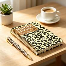 2pcs Monthly Planner Academic Schedule Notebook And Pen, Spiral Bound Multi-Function Monthly Planner, Suitable For Students, Office And Business Use, Perfect For Daily Planning, Gold Spiral Binding, Vintage Luxury Avant-Garde Style Notebook, Gift For Friends - Multiple Styles - View 2