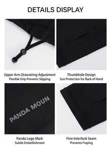XIONGMAO UV Protection Arm Sleeves, Breathable Quick-Dry Elastic Cycling Sleeves With Thumb Hole, Sun Protection Sports Sleeves - Black - View 5