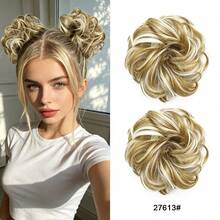 2 Packs Messy Curly Synthetic Hair Bun Scrunchies, 6 Inch Elastic Fake Donut Hair Rings, Fluffy Voluminous Hair Pieces For Women, Quick Double Buns Look For Daily Halloween Party - Multicolor - View 18
