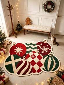 1pc Lantern Asymmetrical Pattern Doormat, Christmas Gift, Door Mat, Small Rug, Welcome Mat, Carpet, Floor Mat, Outdoor Doormat, Kitchen Rug, Home Decor, Front Door Mat, Area Rug, Outdoor Mat - Multicolor - View 3