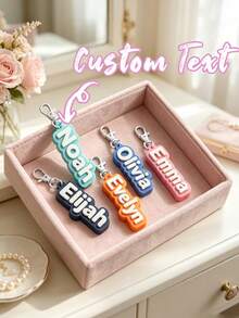 Customized Personalized Name Letter Keychain, Anti-Lost Name Tag, Suitable For Backpacks, Luggage, Water Bottles Customized Key Ring Accessories, Women's Birthday Gift - Multicolor - View 5