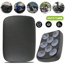 8 Suction Cup Motorcycle Pillion Rear Seat Black Synthetic Leather Cushion Anti-Skid Universal Easy Install For  Cruiser Chopper Bobber Short Rides - A - View 6