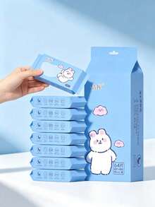 [A Pack Of 8 Pieces] Mini Cartoon Portable Cleaning Wipes, For Daily Item Cleaning (Random Packaging Style) (Not Cosmetic Wipes, Not For Body Use) - Multi-color - View 3