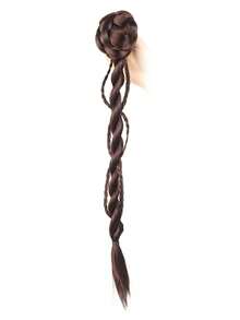 Women's Handmade Japanese Style Braided Hair Clip Twin Ponytail Wig, Natural Fluffy Lively Realistic Hair, New Chinese Style Long Braid - Black - View 14