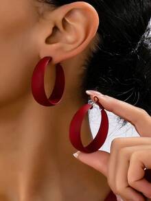 1 Pair Women's Geometric Earrings Suitable For Daily Wear - Burgundy - View 3