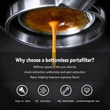 1 buah Gagang Portafilter Espresso Tanpa Dasar / Alat Barista Rumahan / Baja Tahan Karat 304 / Diameter Dalam 51mm / Filter Kepadatan Tinggi / Dapat Dilepas / Kompatibel Dengan Mesin Kopi De'Longhi, Model Spesifik Lihat Gambar Detail - Perak - View 8