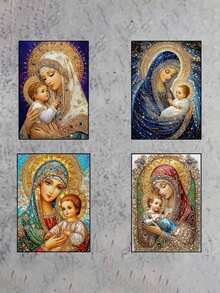 1pc 5D Diamond Painting Kit, Virgin Mary Theme, Colorful Round Acrylic Rhinestones, Full Drill DIY Set, Suitable For Home Wall Decor And Creative Gift, Ideal Choice For Holidays - Sets - View 6