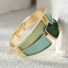 Women's Modern Geometric Gradient Ring, Gold Minimalist Fashion Index Finger Ring, Suitable For Daily Wear And Various Occasions - Gold - View 12