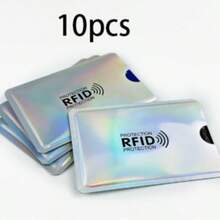 2/10pcs ID Card Holder, Signal Blocking, Protects Personal Information, Laser Appearance, Lightweight And Portable, Suitable For Storing Campus Card, Bank Card, ID Card, Exhibition Badge, Bus Card, School Supplies, Card Holder, ID Sleeve, Christmas Gift - Multi-color - View 10