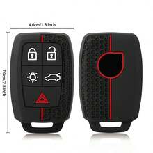 New Silicone Cover For Car Remote Key Fob, Compatible With For Volvo Models Like XC90, C70, S60, D5, V50, S40, And C30, Featuring 5 Buttons - black - View 5