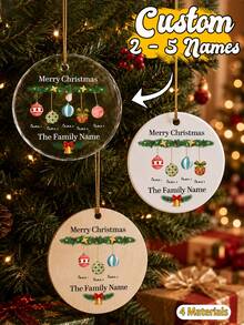 Custom Family Christmas Ball Ornament, Personalized 2-5 Names Christmas Tree Hanging Decor, Festive Colorful Bauble Style, Customized Family Keepsake, Customizable Name Ornament, Christmas Home Decor, Christmas Gift 2026, Christmas Decorations - Multicolor - View 1