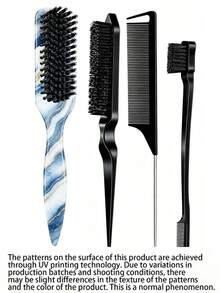 4/1 Hair Comb Set/Beard Brush Plastic Hair Brush Styling Comb Unscented Cleaning Brush Smooth Back Comb With Wide Pointed Tail Back Comb And Detangling Comb Smooth Frizz And Flyaways Create Voluminous Style Ponytail Easy Parting Suitable For Men And Women Recommended As Christmas Gift - Multicolor - View 12