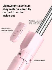 AXNEN Pink Selfie Stick Tripod, 360° Rotating Phone Holder With Wireless Remote, Portable 3-In-1 Floor Stand, Suitable For Photography And Video Recording, Compatible With IOS And Android Smartphones For Shooting, Recording, And Live Streaming - Selfie Stick - View 6