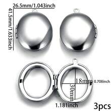 3Pcs Vintage Locket Charms, 304 Stainless Steel Openable Photo Pendant, Charms For Jewelry Making, DIY Necklace Bracelet Making Accessories - Locket Pendant - View 20