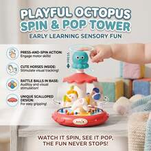 1Pc Baby Toy Press And Spin Fun,3 In 1 Press And Rotate Toy,Baby Activity Ring Toss Game,Carousel Theme Toy,18 Months+ Toddle Education Brain Toy Gift - Multicolor - View 9