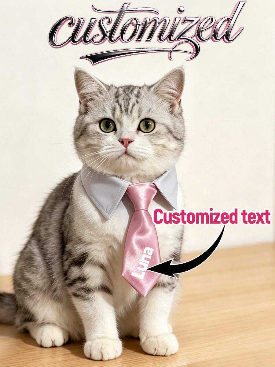 Personalized Dog Name Tie & Tuxedo Bow Collar, Custom Printed Pet Wedding Necktie For Halloween & Christmas, Gift For Dog Lovers