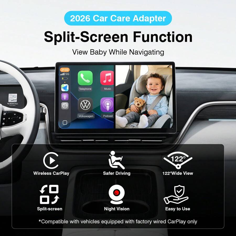 Car Baby Monitor Camera, 122° Wide Angle Rear Seat Child Monitoring Camera With Infrared Night Vision, Adjustable Car Interior Camera For Infants & Kids - White - View 1