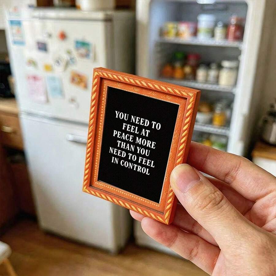 1pc Wooden Photo Frame Fridge Magnet - Fun Text Fridge Decor Magnet, Home Decoration! - A - View 1