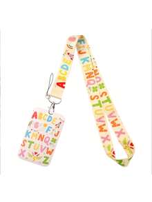 1pc Cute Letter Lanyard Keychain - Colorful Floral Design With "ABCD" Letters, Durable ID Holder, Suitable For Keys, Credit Cards, And Additions, Perfect Gift For Fans, Cute Keychain Accessory - A - View 11