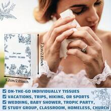 5pcs/Set Elegant Floral Tissue Set - Wedding, Birthday, Party Favors - Printed With "For Your Happy Tears" - Suitable For Bride, Groom And Guests - Decorative Tabletop Display And Guest Gifts - Suitable For Wedding Favors - tissue - View 7