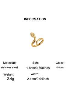 1Pc Open Ring,Winding Snake Shape With Embossed Texture,Vintage Cool‑Style Finger Ring For Men Women Street Shooting Party Holiday Gift Giving - Ring - View 11