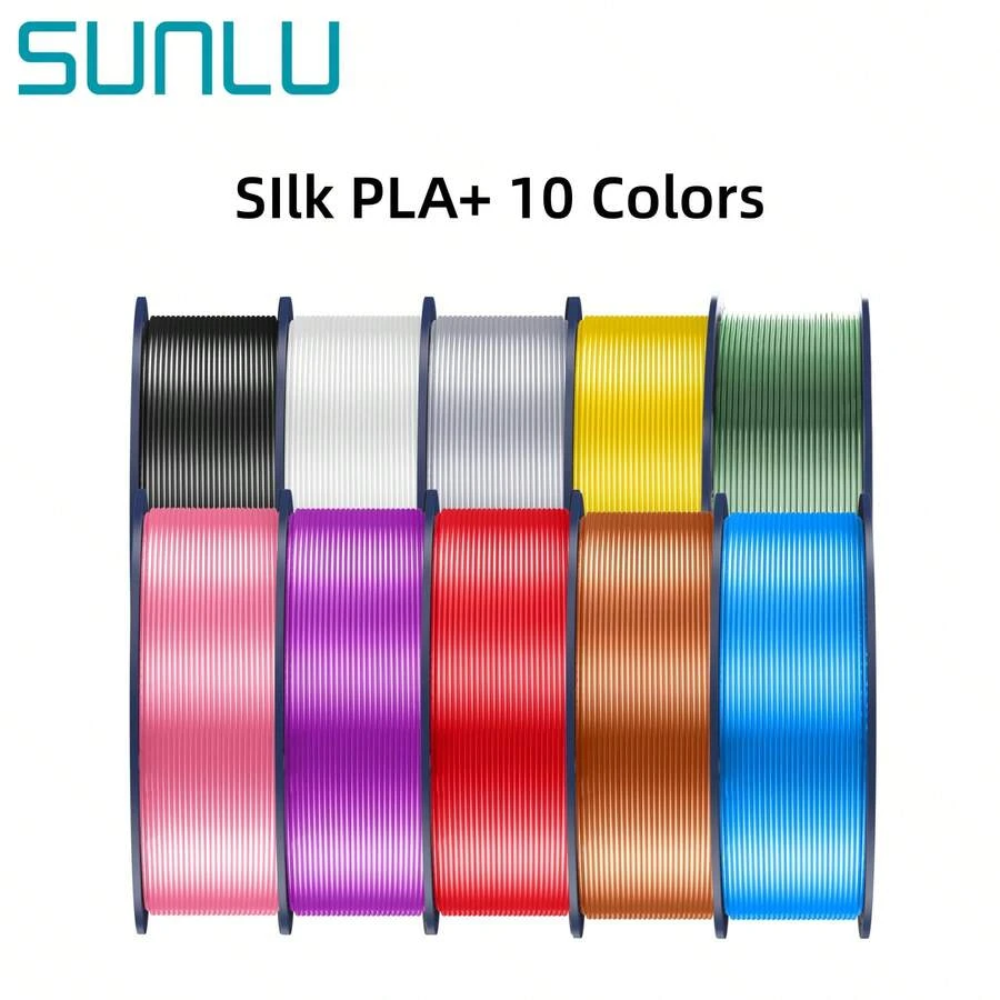10KG SUNLU 3D Printer Silk Filament, Shiny Silk PLA+ Filament 1.75mm, Smooth Silky Surface Great Easy To Print For 3D Printers, Dimensional Accuracy +/- 0.02mm - View 1
