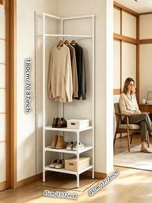 Corner Coat Rack With Shelves, 3-Tier Independent Corner Storage Rack, Multi-Functional Corner Coat Rack, Suitable For Entryway, Bedroom, Bathroom, Available In White/Black - Multicolor - View 9