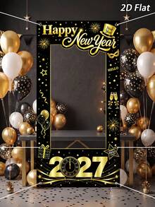 1件 2027新年主題黑金拍照背景布，新年快樂派對背景裝飾，新年倒數背景，新年橫幅，新年拍照背景，新年拍照道具，新年派對用品，新年派對裝飾，新年快樂，新年裝飾，新年裝飾，新年禮物，居家新年裝飾，新年，拍照道具，2027新年，新年禮物，冬季 - 新年元旦 - 查看 9