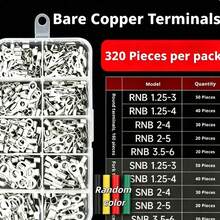 320Pcs 10 Sizes Cold-Pressed Terminal Kit, Thickened Tin-Plated Cable Lug Set, SNB/RNB Bare Terminals, O Ring & Fork Crimp Accessories Combo, Bonus Colored Heat Shrink Tubes For Auto, Marine & All Kinds Of DIY Cable Connections - RNB/SNB Series - View 8