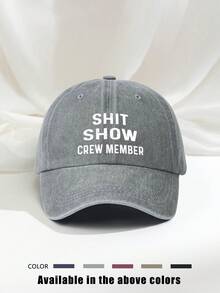1件印花 SHOW CREW MEMBER 水洗棒球帽，四季通用戶外透氣可調節高爾夫遮陽帽，女款夏季時尚彎帽簷遮陽帽，男款 Y2K 情侶遮陽帽 - 棒球帽 - 查看 13