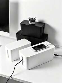 Large Cable Management Box, Hide Power Strip And Desktop Cables, Power Strip Storage Box, Easy To Assemble, Suitable For Home/Office, PP Plastic Material, Keep Cables Neat And Organized, Ideal Choice For Home And Office Environment - Multicolor - View 1