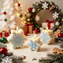SILIKE LUFEI 1pc Resin Silicone Mold Christmas 3-Piece Large, Medium, Small Snowflake Ornament Mold, Suitable For Making Resin, Plaster, Candle, Aromatherapy Products, Home Decor Display Silicone Mold - 3-cavity Snowflake Mold - View 5