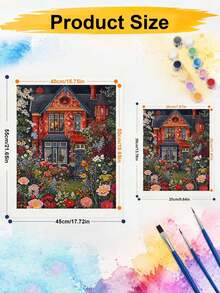 1 Digital Oil Painting Set, DIY Oil Painting Set, House Oil Painting Set Full Of Flowers, DIY Adult Hand-Painted For Gift Home Wall Decoration. - A - View 5