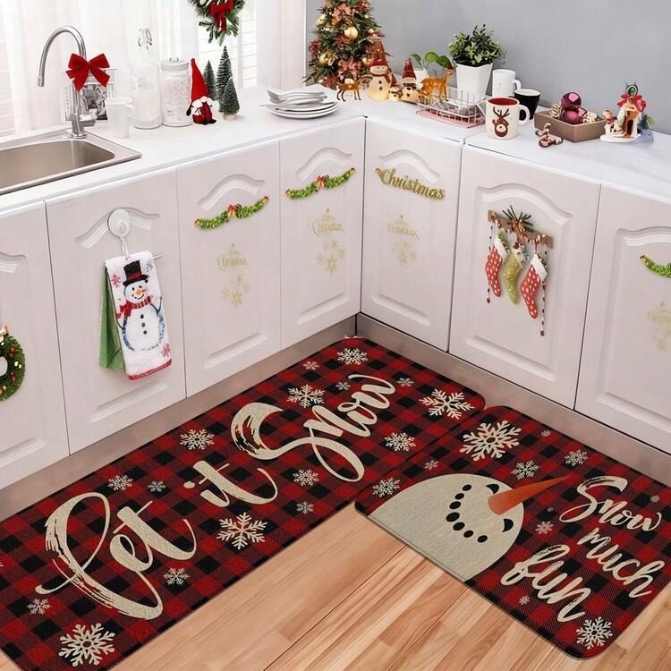 1/2/3 buah Keset Dapur Bertema Natal, Keset Dapur Flanel, Lembut, Nyaman, Menyerap Air, Anti Selip, Dapat Dicuci dengan Mesin, dengan Lapisan Belakang Anti Selip, Keset Rumah Multifungsi untuk Pintu Masuk, Ruang Tamu, Kamar Tidur, Dapur, Ruang Makan, Kamar Mandi, Ruang Cuci, Teras, Lorong, Dekorasi Liburan Natal, Keset Lantai Rumah - MultiWarna - View 7