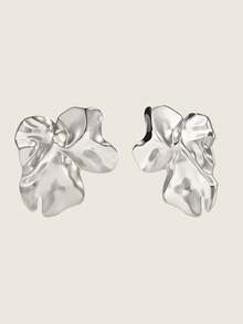 Valisandre 1pair Geometric Fashion Iron Plaquet Minimalist Luxury Casual Earrings - Silver - View 7