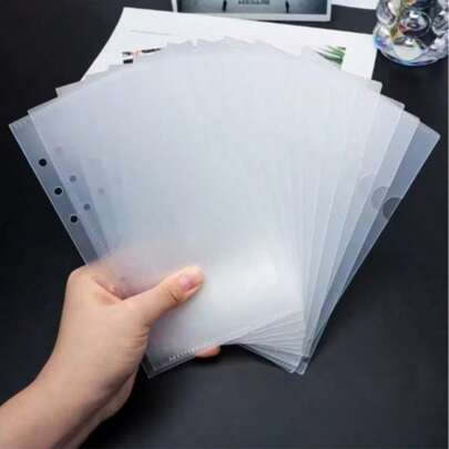 12/6pcs Zipperless Cash Envelopes Set A6 Size, Designed For Binder Pockets, PP Material, Perfect For Planner Pages And 6-Ring Binder Protection Pages, Ideal For Organizing And Storage, Suitable For School And Office Use