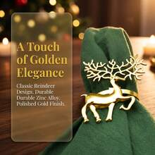 3pcs Deer Napkin Rings + 3pcs Snowflake Napkin Rings, Exquisite Christmas Themed Napkin Rings - Gold - View 2