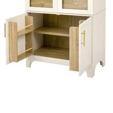 Highboard With Adjustable Shelves And Drawer, Kitchen Cabinet With Fluted Glass And Ample Storage, Ideal For Dining Room, Living Room, And Kitchen - White - View 11